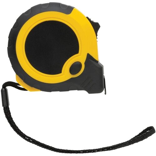RCS gerecycled plastic 5M/19 mm rolmaat met stop knop geel, zwart