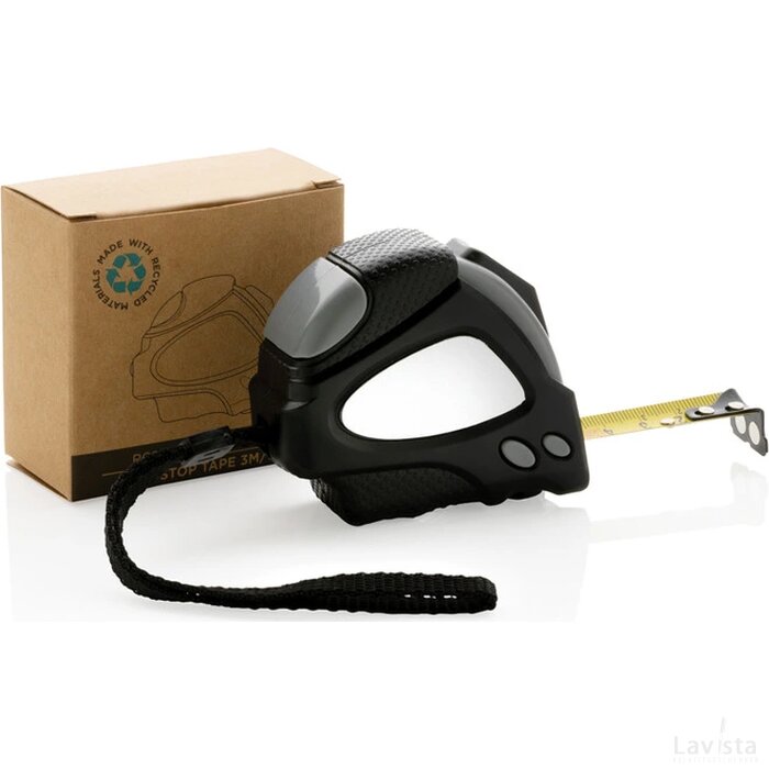 RCS gerecycled plastic Autostop rolmaat 3m/16mm zwart