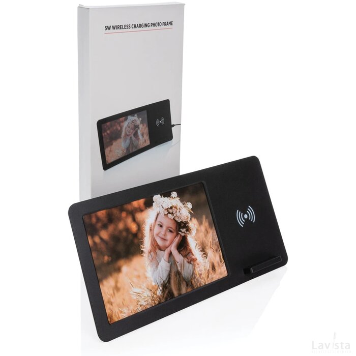 5W draadloze oplader en fotolijst zwart