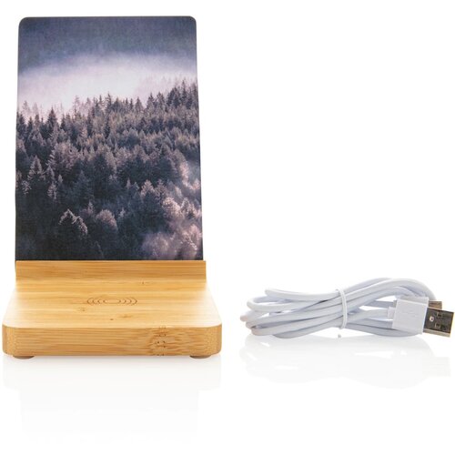 Bamboe 5W draadloze oplader met fotolijst bruin