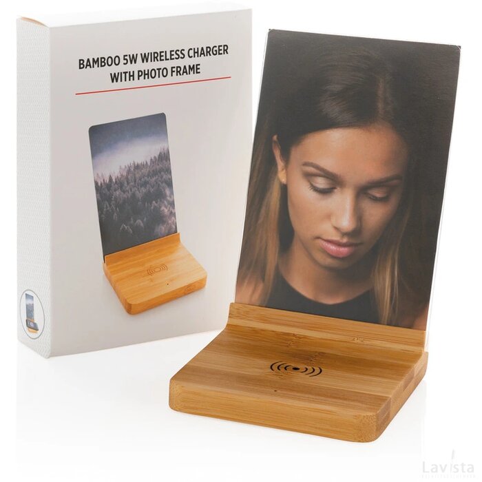 Bamboe 5W draadloze oplader met fotolijst bruin