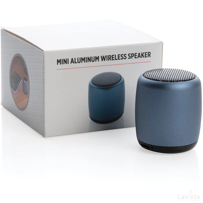 Mini aluminium draadloze speaker blauw