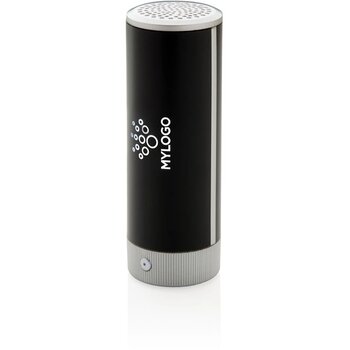 Light up logo draadloze 3W speaker en 2.200 mAh powerbank zwart, grijs