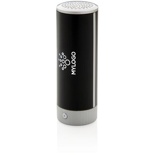 Light up logo draadloze 3W speaker en 2.200 mAh powerbank zwart, grijs