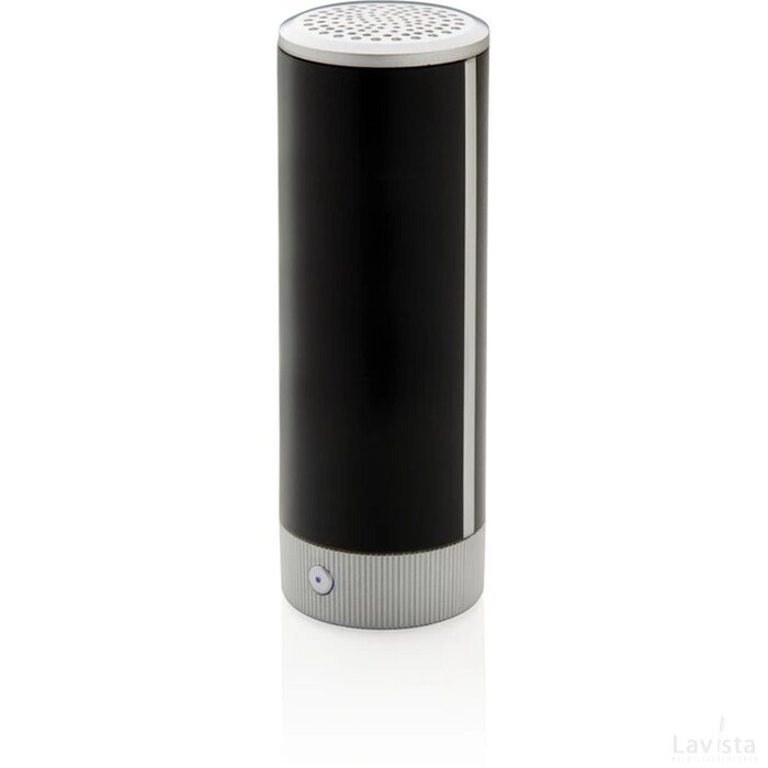 Light up logo draadloze 3W speaker en 2.200 mAh powerbank zwart, grijs