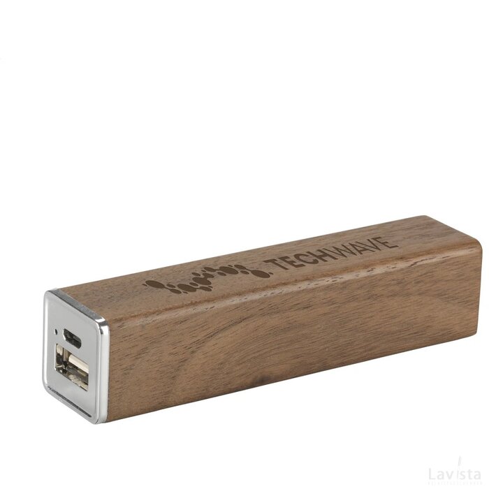 Powercharger2000Wood Powerbank Donkerbruin