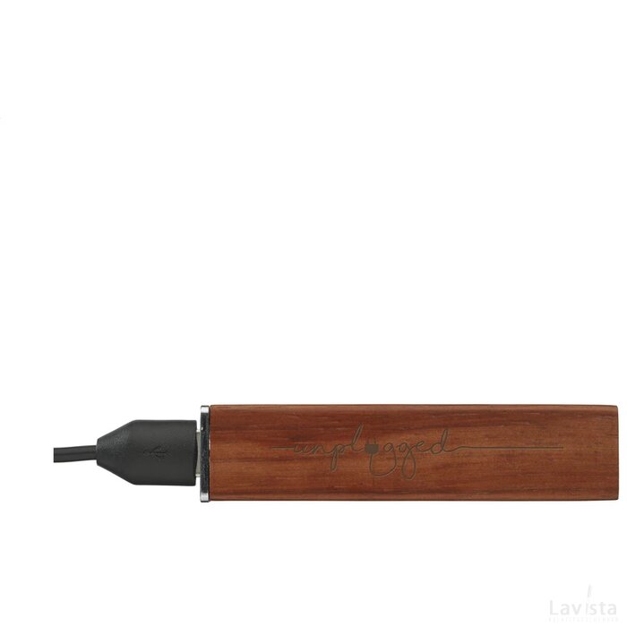 Powercharger2000Wood Powerbank Roodbruin