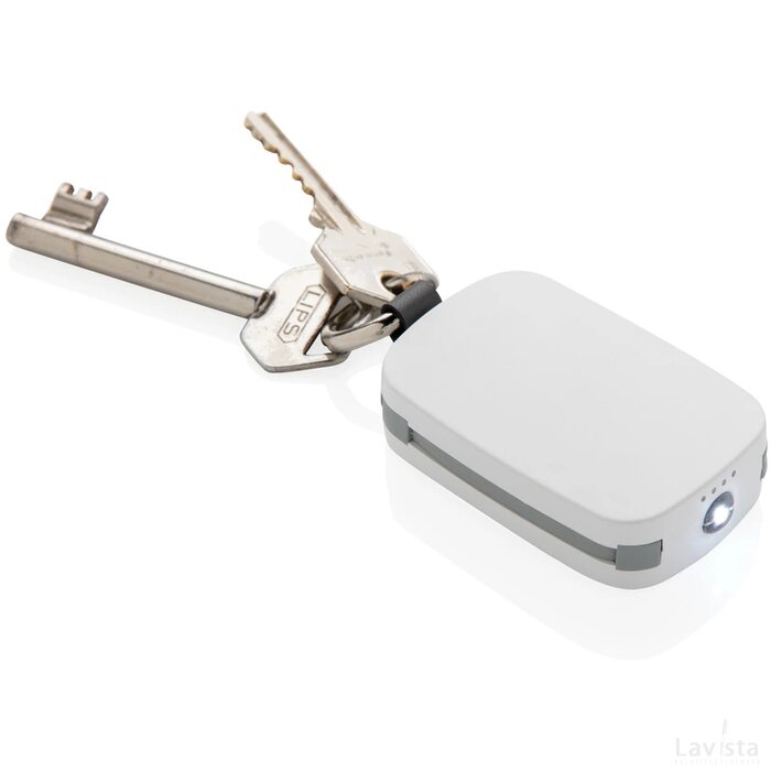 1.200 mAh sleutelhanger powerbank met geintegreerde kabels wit