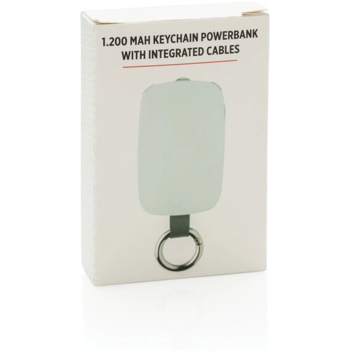 1.200 mAh sleutelhanger powerbank met geintegreerde kabels wit