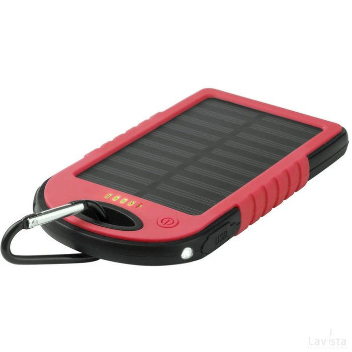 Lenard Usb Power Bank Met Zonne Energie Lader Rood