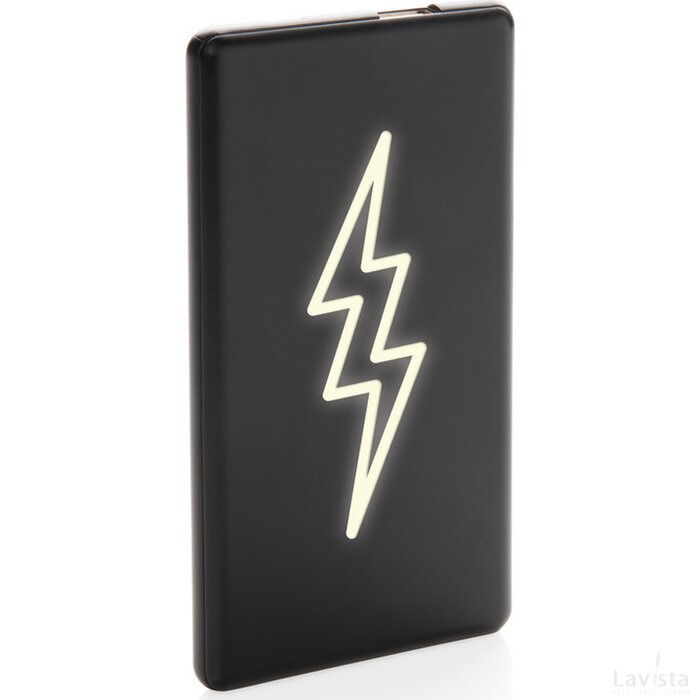 Light up logo 4.000 mAh powerbank zwart