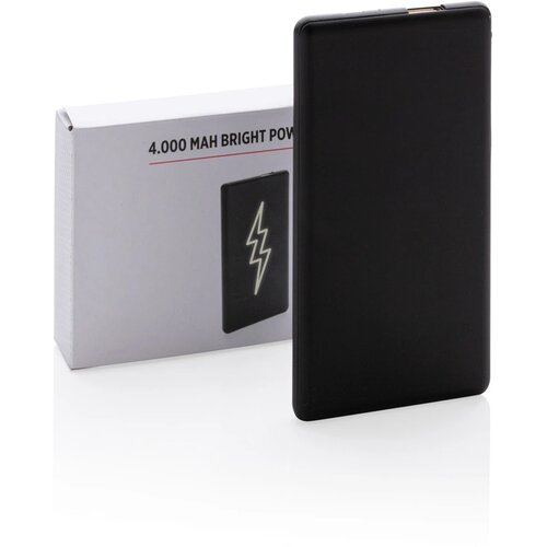 Light up logo 4.000 mAh powerbank zwart