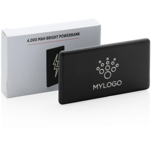 Light up logo 4.000 mAh powerbank zwart