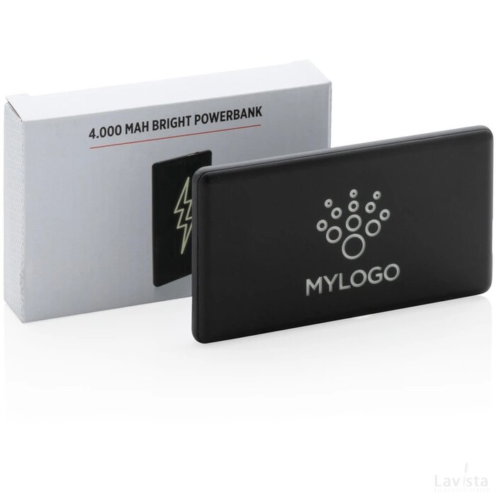 Light up logo 4.000 mAh powerbank zwart