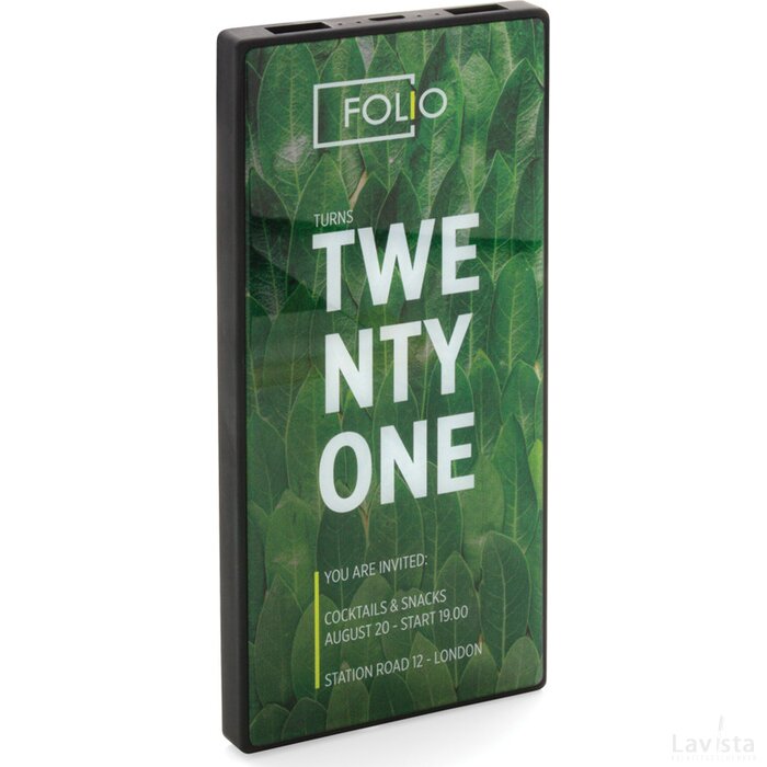 Tempered glass 5.000 mAh powerbank zwart