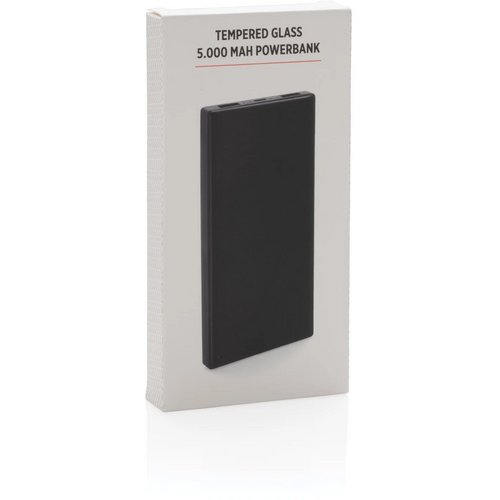 Tempered glass 5.000 mAh powerbank zwart