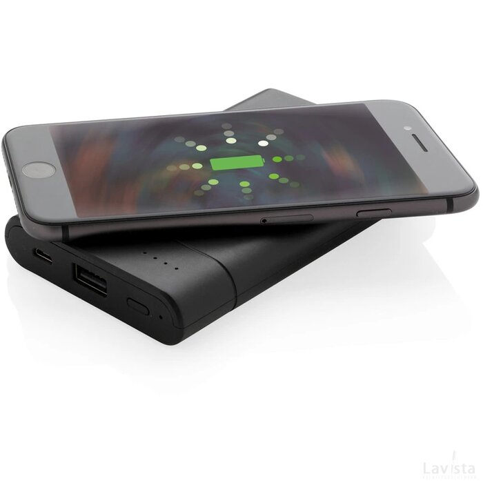 Encore 8.000 mAh powerbank met draadloze oplader zwart