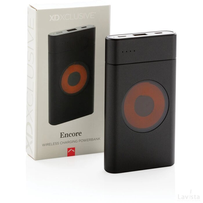 Encore 8.000 mAh powerbank met draadloze oplader zwart