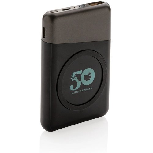 Ultimate 5.000 mAh powerbank met draadloze oplader zwart, grijs