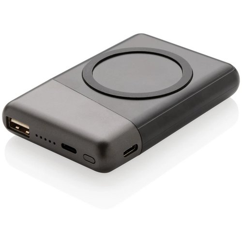 Ultimate 5.000 mAh powerbank met draadloze oplader zwart, grijs