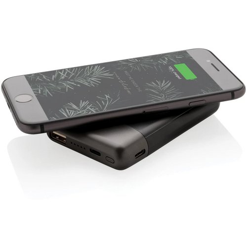 Ultimate 5.000 mAh powerbank met draadloze oplader zwart, grijs