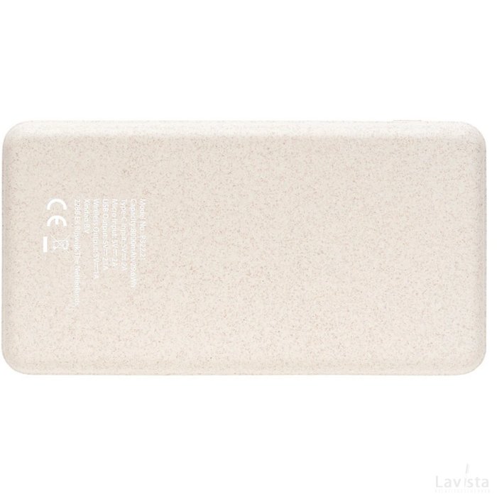 Kurk en tarwestro 8000 mAh 5W draadloze powerbank bruin