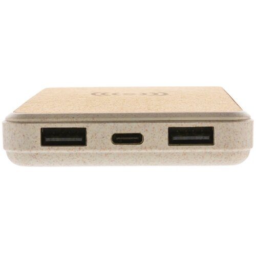Kurk en tarwestro 8000 mAh 5W draadloze powerbank bruin