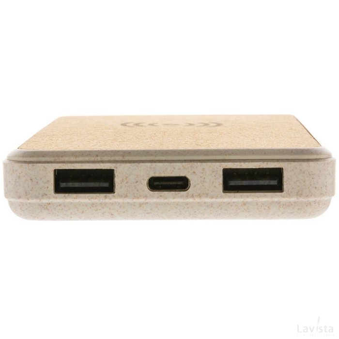 Kurk en tarwestro 8000 mAh 5W draadloze powerbank bruin