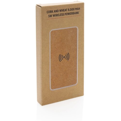 Kurk en tarwestro 8000 mAh 5W draadloze powerbank bruin