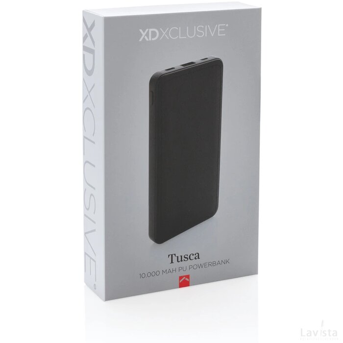 Tusca 10.000 mAh PU powerbank zwart