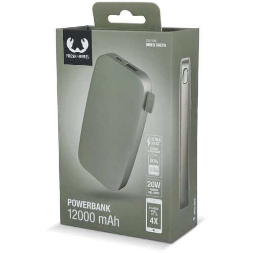 2PB12100 | Fresh 'n Rebel Powerbank 12.000mAh USB-C Ultra Fast Charging 20W dried green