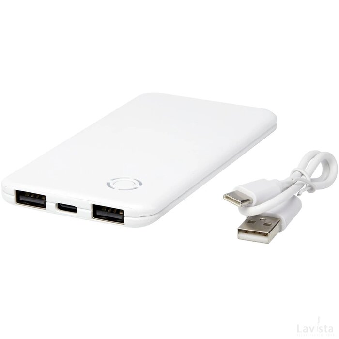 Slender slanke dubbele powerbank van 4000 mAh Wit