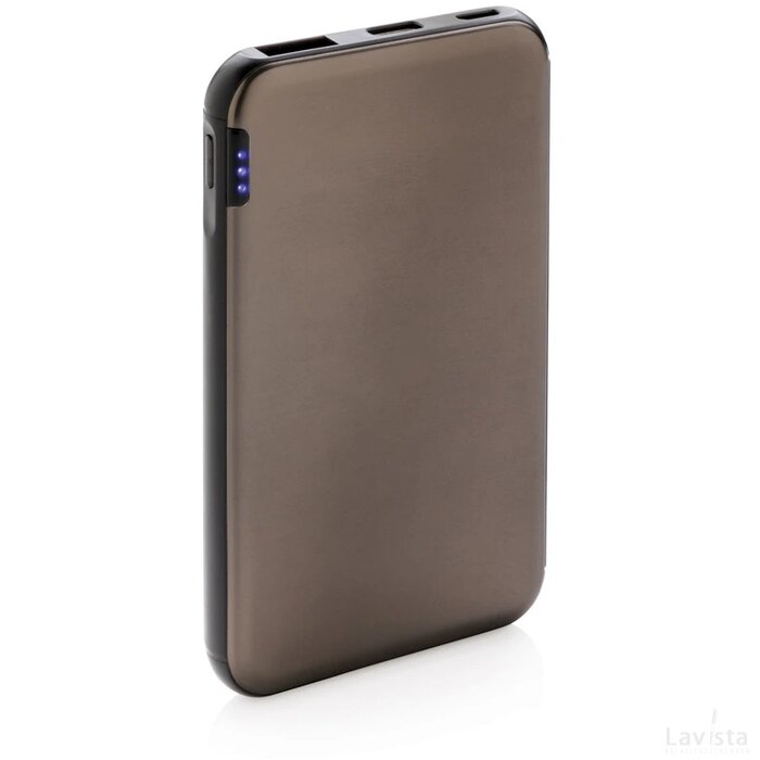 5.000 mAh zakformaat powerbank grijs, zwart