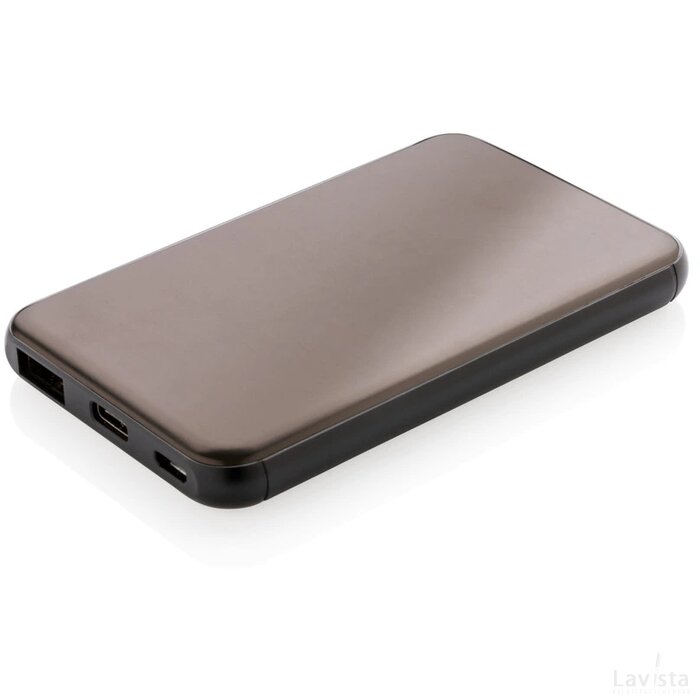 5.000 mAh zakformaat powerbank grijs, zwart