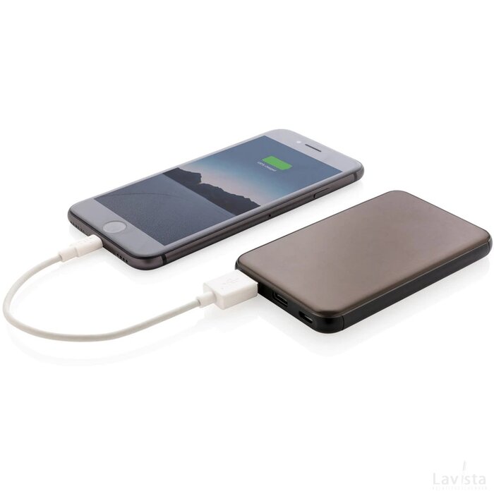 5.000 mAh zakformaat powerbank grijs, zwart