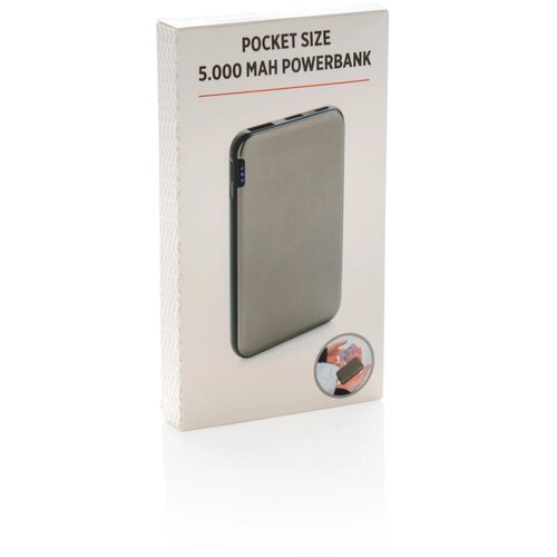 5.000 mAh zakformaat powerbank grijs, zwart