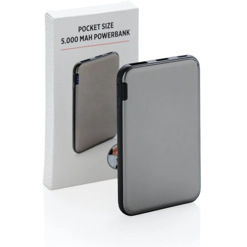 5.000 mAh zakformaat powerbank grijs, zwart