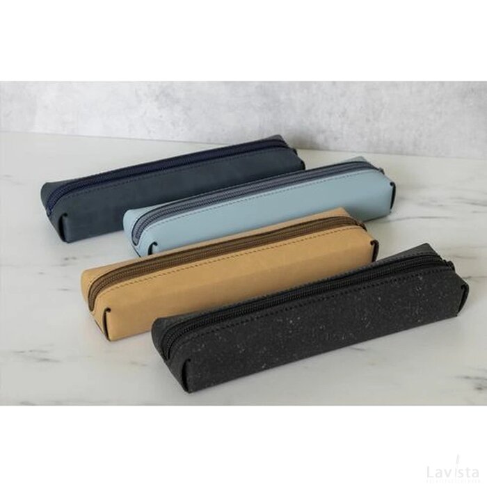 Recycled Leather Pencil Case Etui Lichtblauw