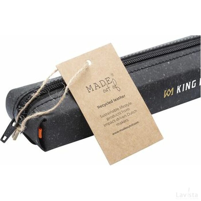 Recycled Leather Pencil Case Etui Zwart
