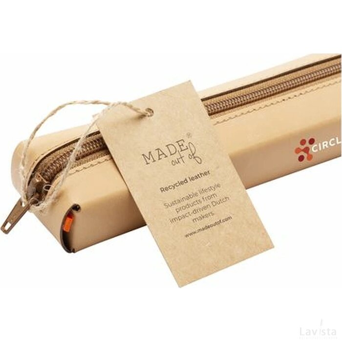 Recycled Leather Pencil Case Etui Beige