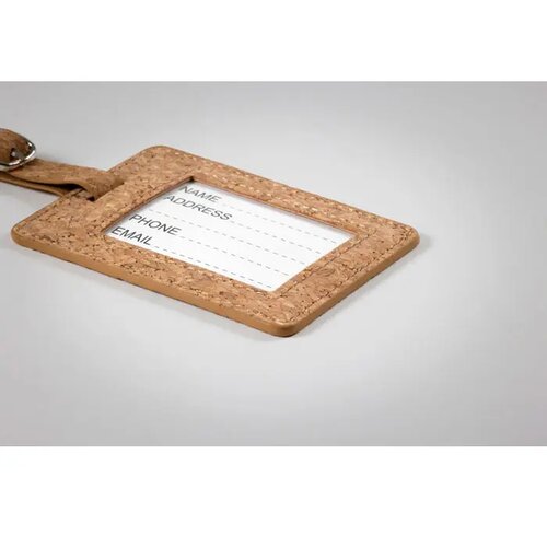 Bagagelabel van kurk Coco beige