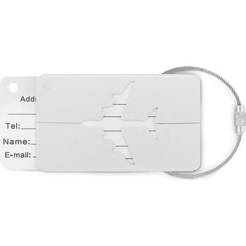 Kofferlabel Fly tag mat zilver