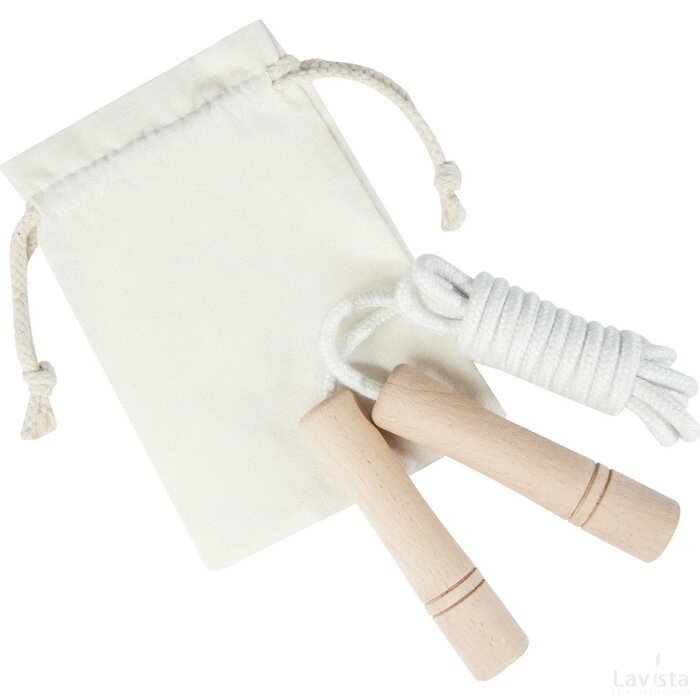 Denise houten springtouw in een katoenen zak Gebroken wit, Hout Gebroken wit/Hout