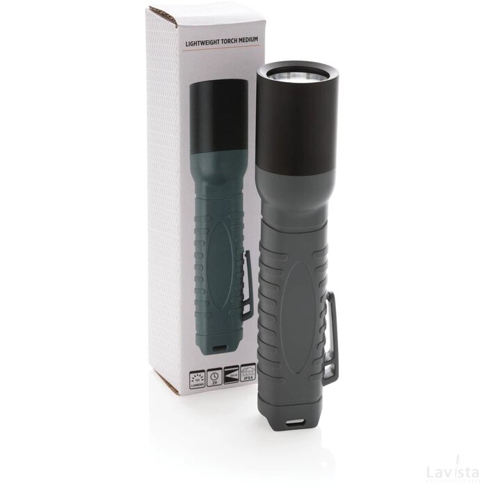 3W lichtgewicht zaklamp medium zwart, antraciet