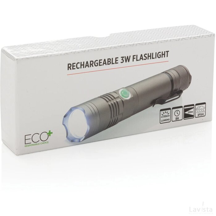 Herlaadbare 3W zaklamp grijs