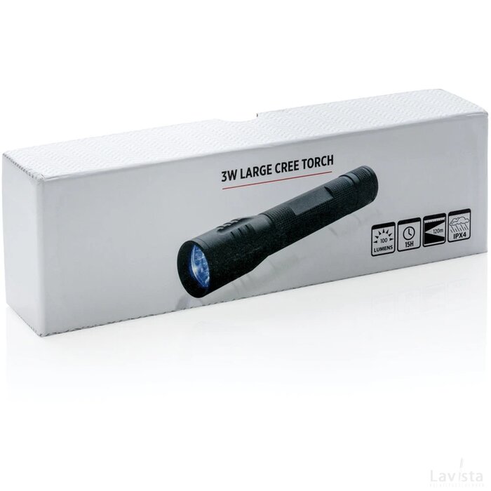 3W CREE zaklamp groot zwart