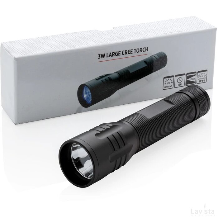 3W CREE zaklamp groot zwart