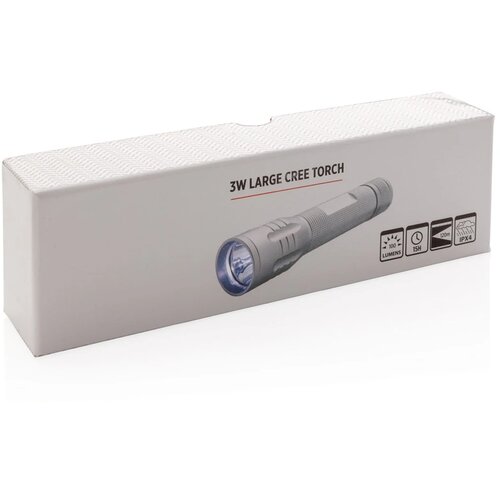 3W CREE zaklamp groot grijs, zwart