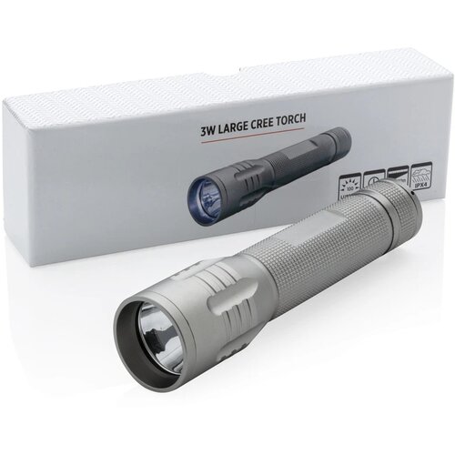 3W CREE zaklamp groot grijs, zwart