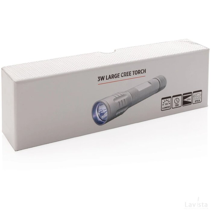 3W CREE zaklamp groot grijs, zwart